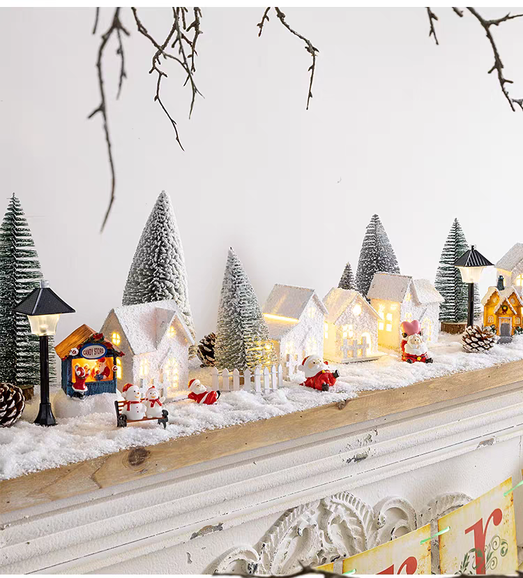 置物 ミニチュア ドールハウス ジオラマ 建築模型 クリスマス 新年 DIYキット LED照明付き 町 商店街 繁華街 路地 インテリア ディスプレイ 北欧 クリスマスグッズ