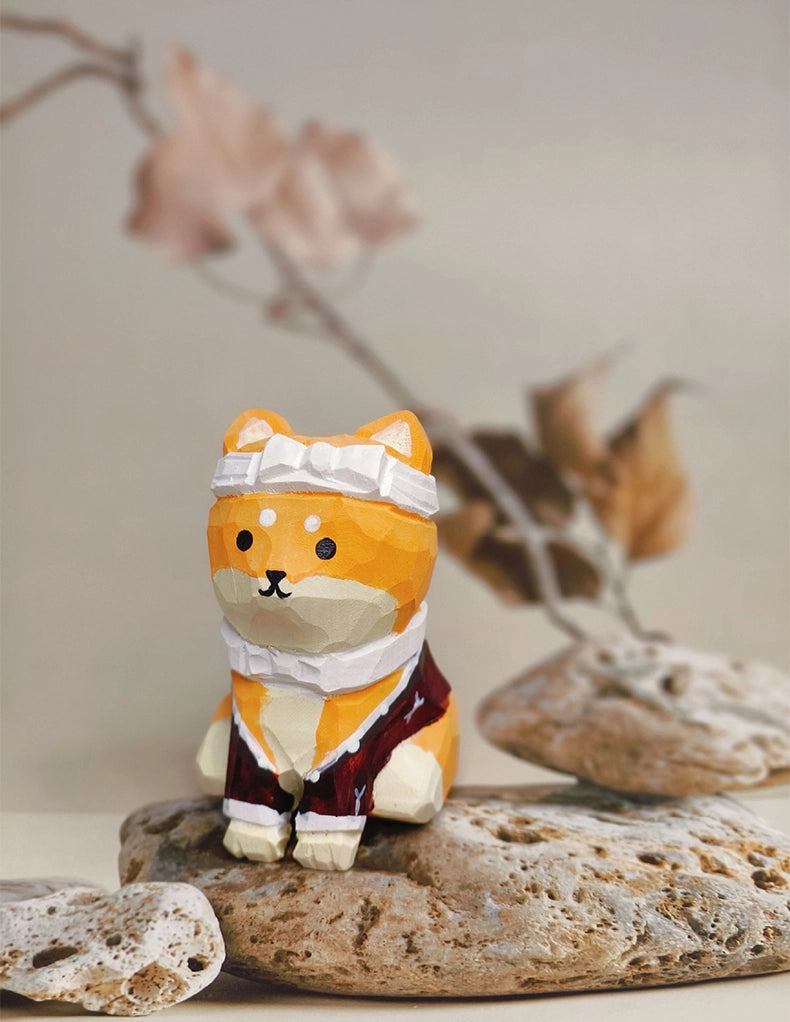 ミニチュア おすわり子犬 木製 可愛い 手作り 木彫り 犬グッズ 置物 癒し 厄除け 開運 オブジェ 小さい 玄関 風水 引越し祝い 贈り物 プレゼント 幸運 木製雑貨（副本）