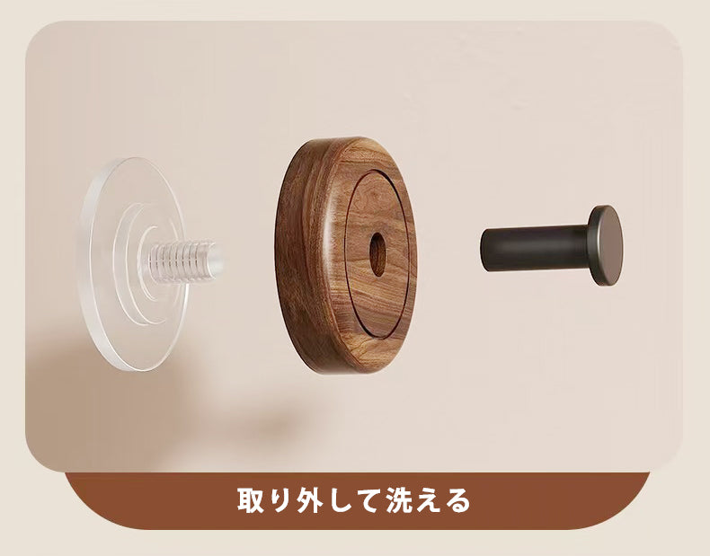 吸盤フック 木製 取り付け簡単 工具不要 繰り返し使える フック 吸着式 防水 穴あけ不要 おしゃれ 賃貸 冷蔵庫 玄関 ドア 浴室 キッチン 洗面所 小物掛け タオル掛け 傘フック 3個セット 4個セット