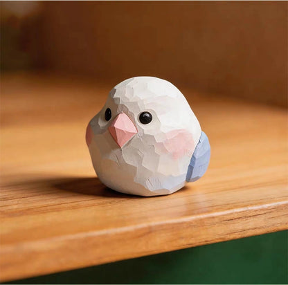 【名入れ｜2点セット｜ラッピング付き】ミニチュア 鳥 可愛い 手作り 木彫り 鳥グッズ 置物 癒し 厄除け オブジェ 小さい 玄関 風水 引越し祝い 贈り物 プレゼント 幸運 木製 雑貨