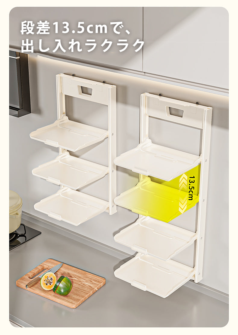 キッチンラック 2段/3段/4段 吸着式 壁付け 折り畳み式 壁を傷つけない 賃貸 食器ラック ウォールラック 収納棚 キッチン収納 キッチン 洗面所 バスルーム 移動可能 調味料ラック おしゃれ キッチンシェルフ キッチン整理用品 省スペース 穴あけ不要 取り付け簡単