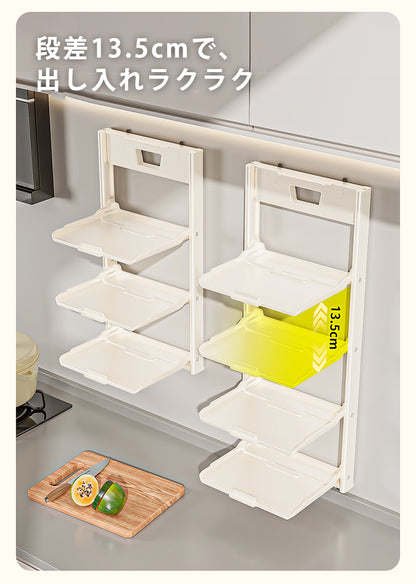 キッチンラック 2段/3段/4段 吸着式 壁付け 折り畳み式 壁を傷つけない 賃貸 食器ラック ウォールラック 収納棚 キッチン収納 キッチン 洗面所 バスルーム 移動可能 調味料ラック おしゃれ キッチンシェルフ キッチン整理用品 省スペース 穴あけ不要 取り付け簡単