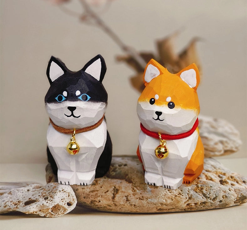 ミニチュア おすわり子犬 木製 可愛い 手作り 木彫り 犬グッズ 置物 癒し 厄除け 開運 オブジェ 小さい 玄関 風水 引越し祝い 贈り物 プレゼント 幸運 木製雑貨（副本）