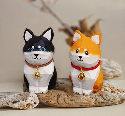 ミニチュア おすわり子犬 木製 可愛い 手作り 木彫り 犬グッズ 置物 癒し 厄除け 開運 オブジェ 小さい 玄関 風水 引越し祝い 贈り物 プレゼント 幸運 木製雑貨（副本）