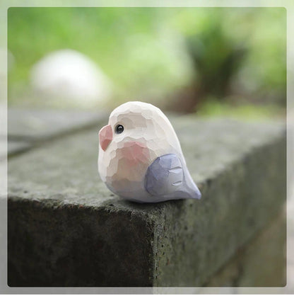 【名入れ｜2点セット｜ラッピング付き】ミニチュア 鳥 可愛い 手作り 木彫り 鳥グッズ 置物 癒し 厄除け オブジェ 小さい 玄関 風水 引越し祝い 贈り物 プレゼント 幸運 木製 雑貨