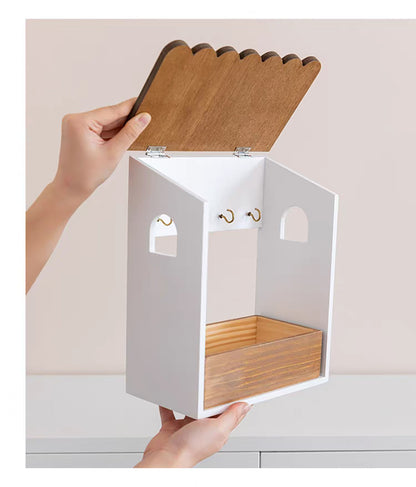 【卓上・壁掛け】小物収納 玄関収納 可愛い マスク収納ケース 収納ボックス キーフック キースタンド 鍵スタンド 鍵かけ 木製 ウッド 雑貨 小物置き 卓上 壁掛け 両用 収納 飾る インテリア小物 ギフト プレゼント