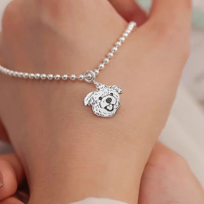 【写真入り 名入れ】ビーズブレスレット シルバー925 チャーム S925 シルバー 金属アレルギー対応 レディース オーダーメイド オリジナル ペット プレゼント ギフト ペット供養 思い出 オーダー オリジナルグッズ メモリアルグッズ