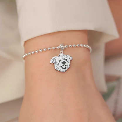 【写真入り 名入れ】ビーズブレスレット シルバー925 チャーム S925 シルバー 金属アレルギー対応 レディース オーダーメイド オリジナル ペット プレゼント ギフト ペット供養 思い出 オーダー オリジナルグッズ メモリアルグッズ