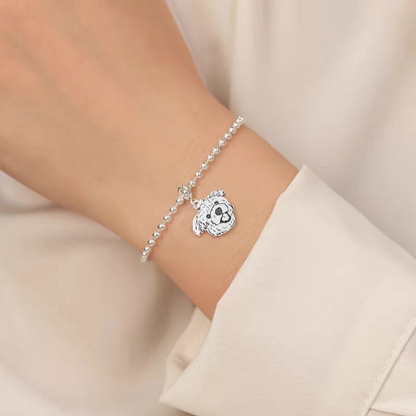 【写真入り 名入れ】ビーズブレスレット シルバー925 チャーム S925 シルバー 金属アレルギー対応 レディース オーダーメイド オリジナル ペット プレゼント ギフト ペット供養 思い出 オーダー オリジナルグッズ メモリアルグッズ