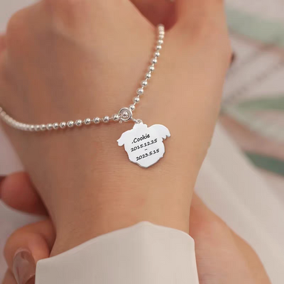 【写真入り 名入れ】ビーズブレスレット シルバー925 チャーム S925 シルバー 金属アレルギー対応 レディース オーダーメイド オリジナル ペット プレゼント ギフト ペット供養 思い出 オーダー オリジナルグッズ メモリアルグッズ