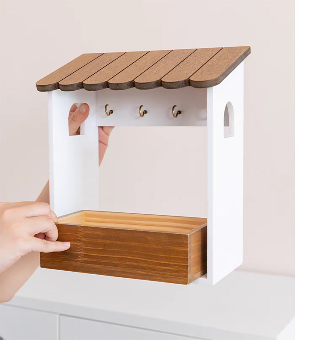 【卓上・壁掛け】小物収納 玄関収納 可愛い マスク収納ケース 収納ボックス キーフック キースタンド 鍵スタンド 鍵かけ 木製 ウッド 雑貨 小物置き 卓上 壁掛け 両用 収納 飾る インテリア小物 ギフト プレゼント