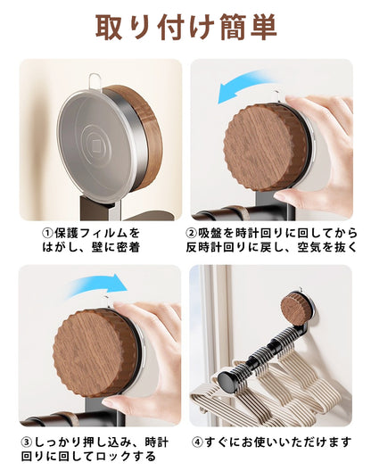 吸盤ハンガー ハンガーバー 吸着式 ハンガー収納 タオル掛け 3段式 伸縮式 壁付け 賃貸 省スペース シンプル 洗面所 トイレ 浴室 洗濯機横 ベランダ おしゃれ 取付簡単 穴あけ不要 壁傷つけない