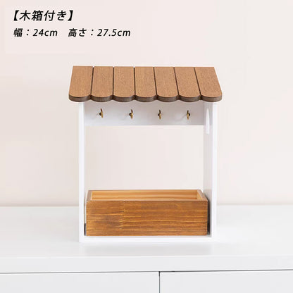 【卓上・壁掛け】小物収納 玄関収納 可愛い マスク収納ケース 収納ボックス キーフック キースタンド 鍵スタンド 鍵かけ 木製 ウッド 雑貨 小物置き 卓上 壁掛け 両用 収納 飾る インテリア小物 ギフト プレゼント