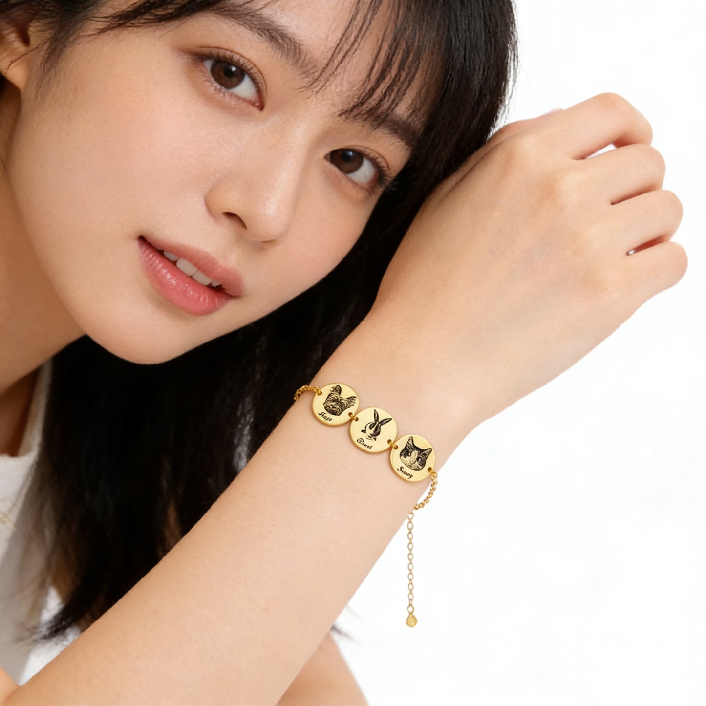 【写真入り 名入れ】ブレスレット ステンレス チャーム チェーンブレスレット 金属アレルギー対応 写真 レディース オーダーメイド オリジナル ペット プレゼント ギフト ペット供養 思い出 オーダー オリジナルグッズ メモリアルグッズ