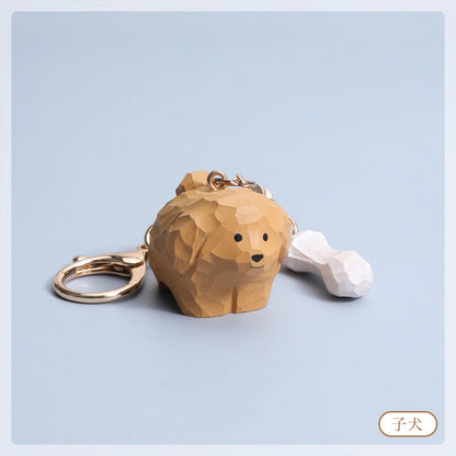 【2個でお得！】【名入れキーホルダー｜ペア】動物キーホルダー 木製 キーホルダー 木彫り 名入れ 可愛い 彼女/妻/友達への贈り物 誕生日プレゼント 手作り 癒し 干支 キーチェーン 犬グッヅ 幸運 - RabbPig