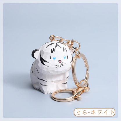 【2個でお得！組み合わせ自由】【名入れ木製キーホルダー ペア｜十二支】手作り キーホルダー 名入れ無料 可愛い 彼女/妻/友達への贈り物 誕生日プレゼント 癒し 干支 キーチェーン バッグチャーム 犬グッヅ 幸運 お守りストラップ - RabbPig