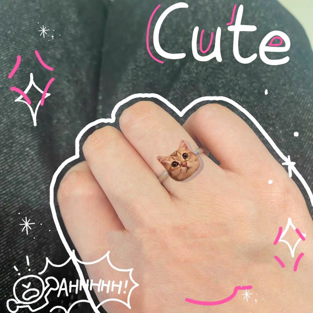 【2点】写真でつくれるリング 二つ オーダーメイド リング 指輪 フリーサイズリング オーダー オリジナル ペット 彼女 推し活 プレゼント ギフト シンプル ペット供養 思い出 オリジナルグッズ メモリアルグッズ - RabbPig