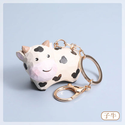 【2個でお得！】【名入れキーホルダー｜ペア】動物キーホルダー 木製 キーホルダー 木彫り 名入れ 可愛い 彼女/妻/友達への贈り物 誕生日プレゼント 手作り 癒し 干支 キーチェーン 犬グッヅ 幸運 - RabbPig
