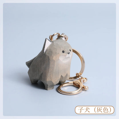【2個でお得！】【名入れキーホルダー｜ペア】動物キーホルダー 木製 キーホルダー 木彫り 名入れ 可愛い 彼女/妻/友達への贈り物 誕生日プレゼント 手作り 癒し 干支 キーチェーン 犬グッヅ 幸運 - RabbPig