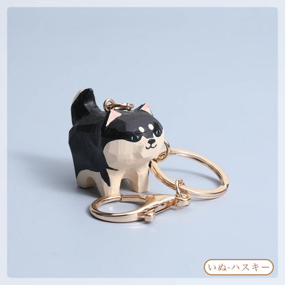 【2個でお得！組み合わせ自由】【名入れ木製キーホルダー ペア｜十二支】手作り キーホルダー 名入れ無料 可愛い 彼女/妻/友達への贈り物 誕生日プレゼント 癒し 干支 キーチェーン バッグチャーム 犬グッヅ 幸運 お守りストラップ - RabbPig