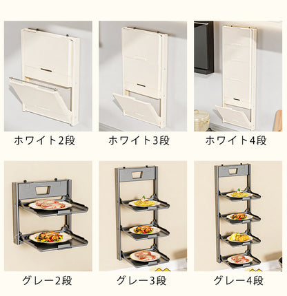 キッチンラック 2段/3段/4段 吸着式 壁付け 折り畳み式 壁を傷つけない 賃貸 食器ラック ウォールラック 収納棚 キッチン収納 キッチン 洗面所 バスルーム 移動可能 調味料ラック おしゃれ キッチンシェルフ キッチン整理用品 省スペース 穴あけ不要 取り付け簡単