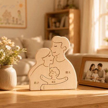 結婚 記念日 木製 プレゼント パズル 出産 祝い 木婚式 誕生日 ギフト 名 入り 内祝い 双子 ３人目 妊婦 妻 両親 女性 男性 母親 父親 30代 40代 50代 敬老の日 家族 癒し - RabbPig