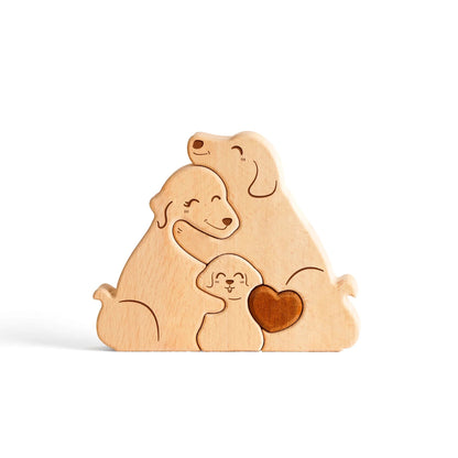 名入れ木製パズル ニコ犬｜出産祝い・木婚式・誕生日プレゼントに｜内祝い・結婚記念日・敬老の日贈り物 ｜双子・３人目妊婦さんにも｜30代～50代の妻/両親/母親/父親へ｜癒しのインテリア - RabbPig