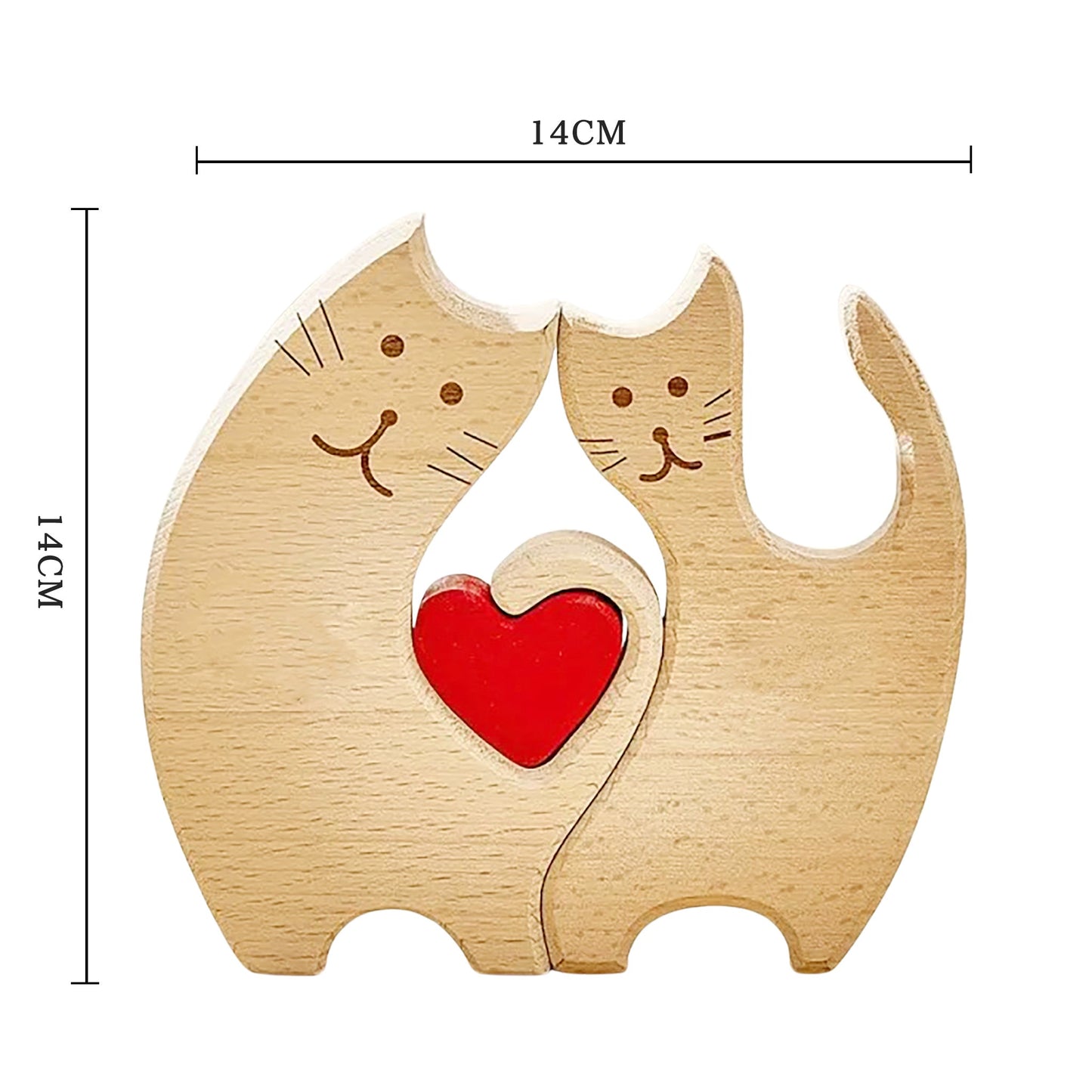 名入れ木製パズル いたずらの猫｜出産祝い・木婚式・誕生日プレゼントに｜内祝い・結婚記念日・敬老の日贈り物 ｜双子・３人目妊婦さんにも｜30代～50代の妻/両親/母親/父親へ｜癒しのインテリア - RabbPig