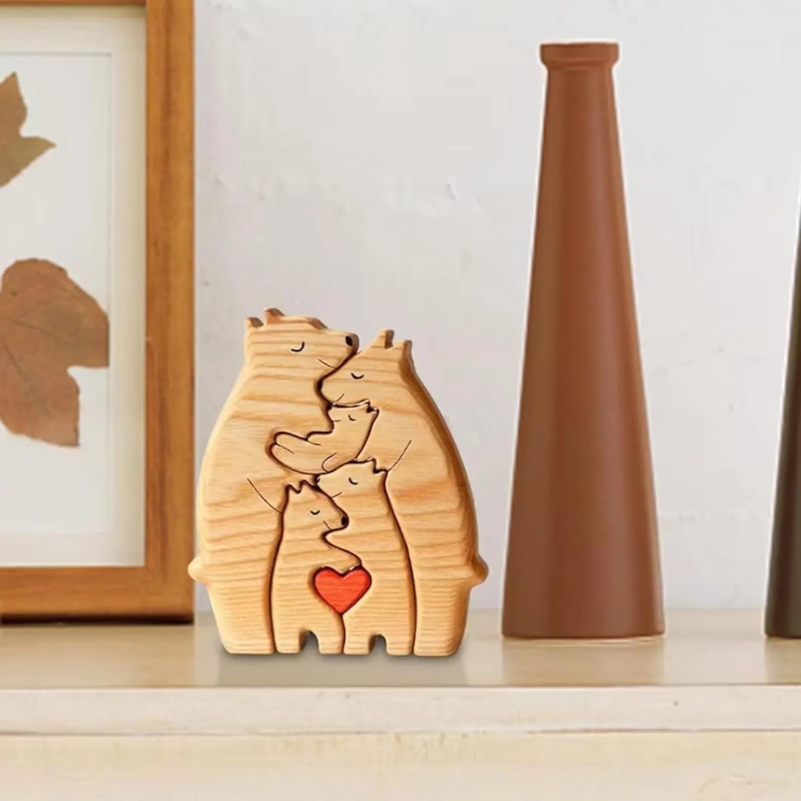 名入れ木製パズル くま｜出産祝い・木婚式・誕生日プレゼントに｜内祝い・結婚記念日・敬老の日贈り物｜双子・３人目妊婦さんにも｜30代～50代の妻/両親/母親/父親へ｜癒しのインテリア - RabbPig
