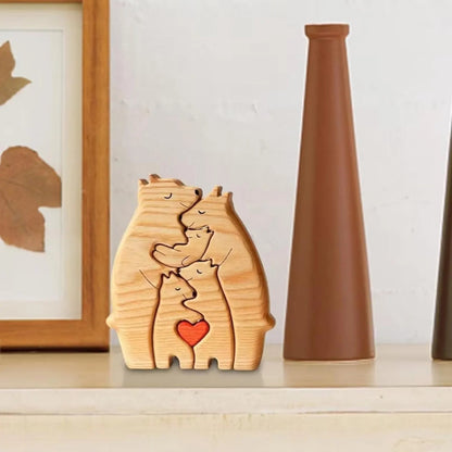 名入れ木製パズル くま｜出産祝い・木婚式・誕生日プレゼントに｜内祝い・結婚記念日・敬老の日贈り物｜双子・３人目妊婦さんにも｜30代～50代の妻/両親/母親/父親へ｜癒しのインテリア - RabbPig