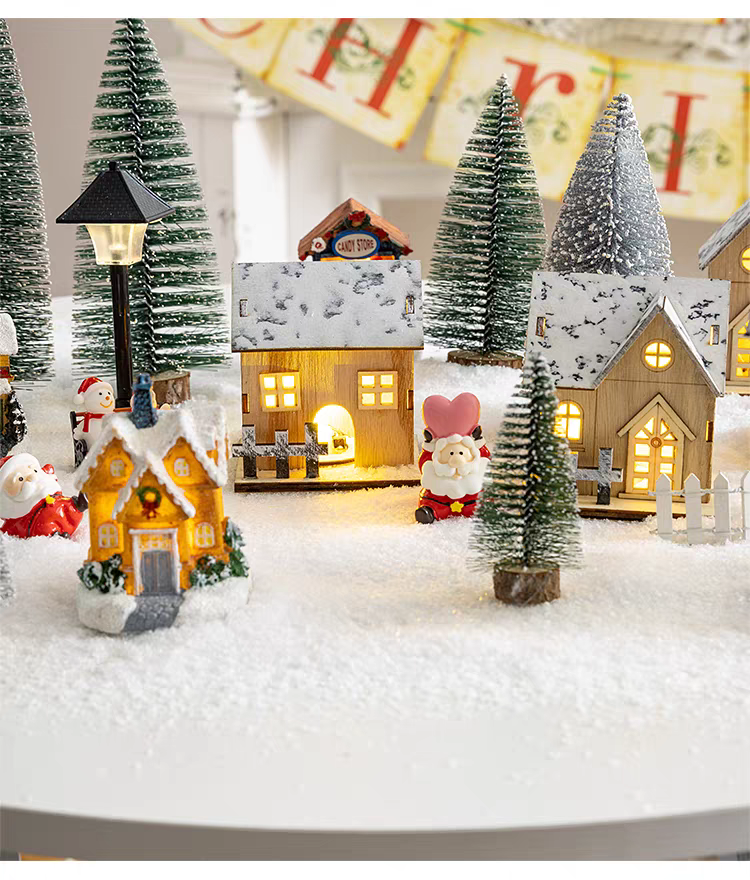 置物 ミニチュア ドールハウス ジオラマ 建築模型 クリスマス 新年 DIYキット LED照明付き 町 商店街 繁華街 路地 インテリア ディスプレイ 北欧 クリスマスグッズ