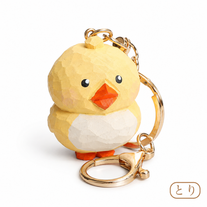 【名入れ｜2点セット｜ラッピング付き】木製 アニマル キーホルダー  名入れ無料 動物 可愛い 十二支 バッグチャーム ペア 彼女/友達への贈り物 木彫り 誕生日プレゼント ミニチュア 癒し