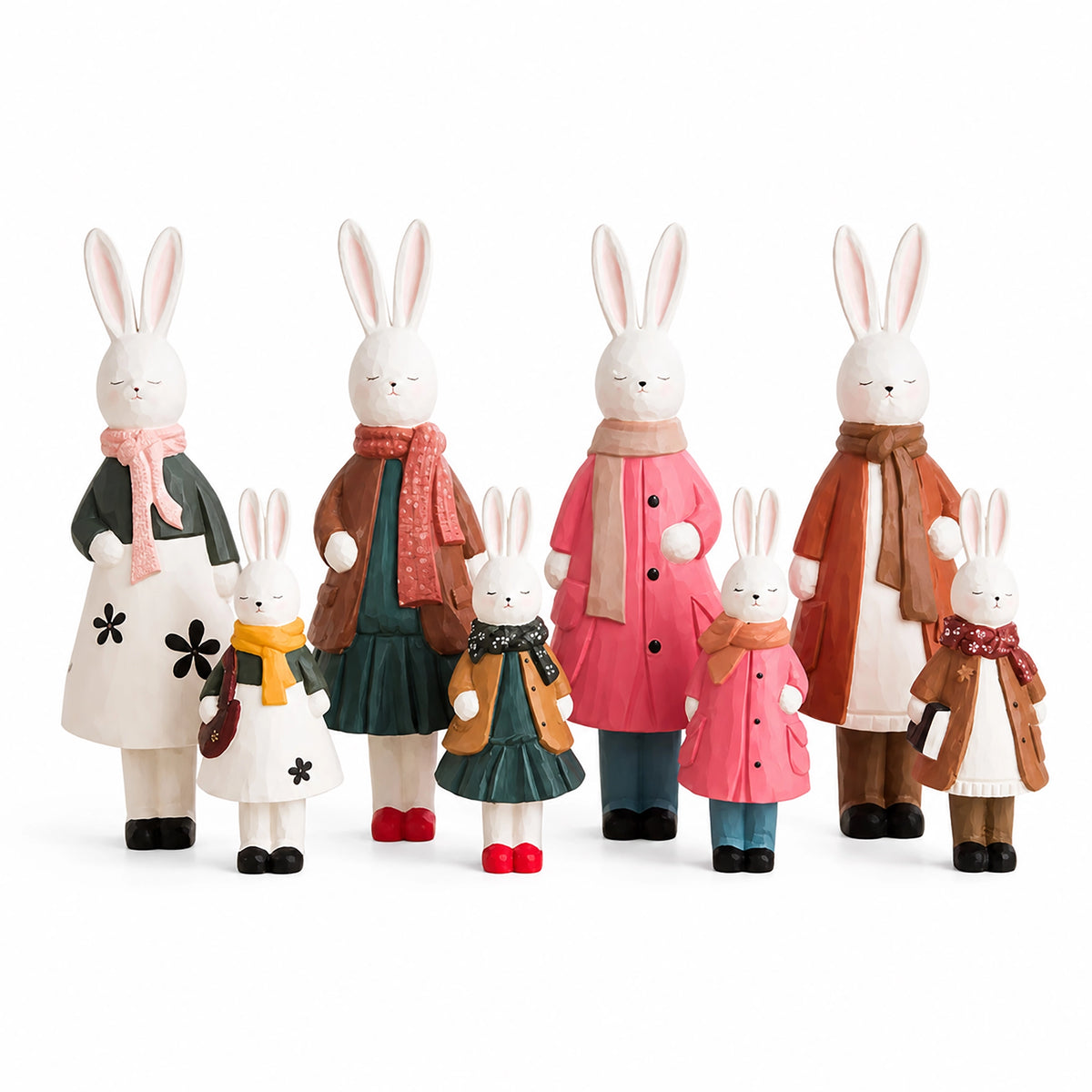 ミニチュア エレガントな親子うさぎ 木製 可愛い 手作り 木彫り 置物 癒し 厄除け 開運 オブジェ 小さい 玄関 風水 引越し祝い 贈り物 プレゼント 幸運 木製雑貨（副本）