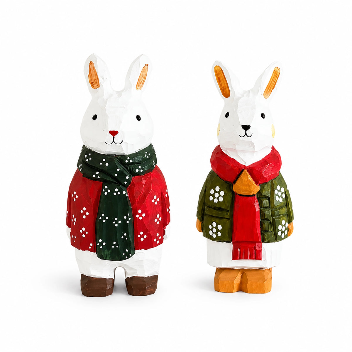 ミニチュア 冬のうさぎ 木製 可愛い 手作り 木彫り 置物 癒し 厄除け 開運 オブジェ 小さい 玄関 風水 引越し祝い 贈り物 プレゼント 幸運 木製雑貨