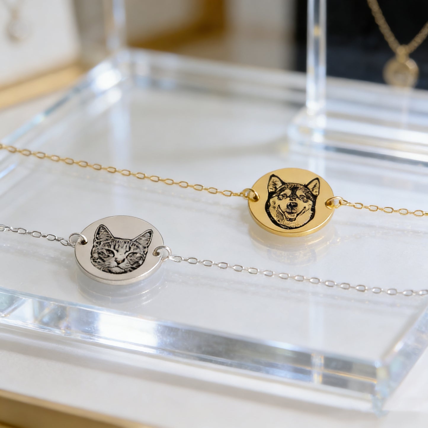 【写真入り 名入れ】ブレスレット ステンレス チャーム チェーンブレスレット 金属アレルギー対応 写真 レディース オーダーメイド オリジナル ペット プレゼント ギフト ペット供養 思い出 オーダー オリジナルグッズ メモリアルグッズ