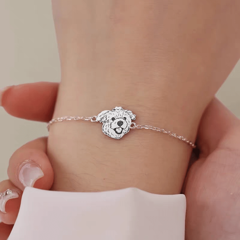 【写真刻印 名入れ】シルバー925 ブレスレット チャーム S925 シルバー 金属アレルギー対応 レディース オーダーメイド オリジナル ペット プレゼント ギフト ペット供養 思い出 オーダー オリジナルグッズ メモリアルグッズ - RabbPig
