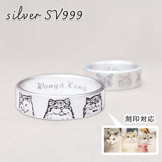 【写真刻印 名入れ】指輪 シルバー 999 リング オーダーメイド リング オーダー オリジナル ペット 彼女 推し活 プレゼント ギフト シンプル ペット供養 思い出 オリジナルグッズ メモリアルグッズ - RabbPig