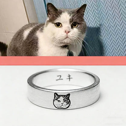 家族の一員だった愛犬・愛猫の画像をオーダーメイド刻印するメモリアルリング。温もりを感じる仕上げで、ずっと側にいるような安心感を。