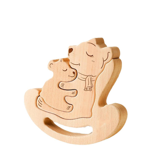 名入れ木製パズル ゆりぐま ｜出産祝い・木婚式・誕生日プレゼントに｜母の日・内祝い・結婚記念日・敬老の日贈り物 ｜双子・３人目妊婦さんにも｜30代～50代の妻/両親/母親/父親へ｜癒しのインテリア