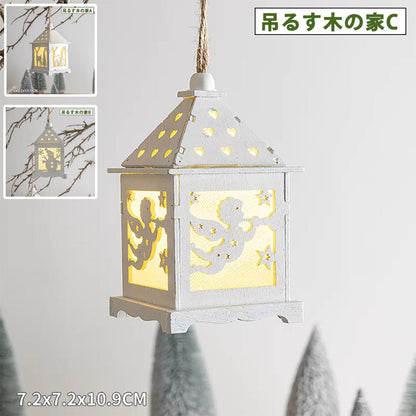 置物 ミニチュア ドールハウス ジオラマ 建築模型 クリスマス 新年 DIYキット LED照明付き 町 商店街 繁華街 路地 インテリア ディスプレイ 北欧 クリスマスグッズ - RabbPig