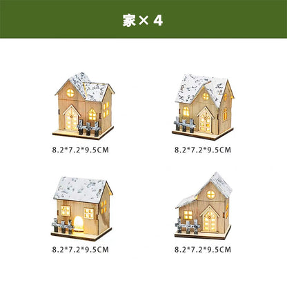 置物 ミニチュア ドールハウス ジオラマ 建築模型 クリスマス 新年 DIYキット LED照明付き 町 商店街 繁華街 路地 インテリア ディスプレイ 北欧 クリスマスグッズ - RabbPig