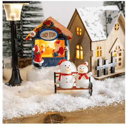 置物 ミニチュア ドールハウス ジオラマ 建築模型 クリスマス 新年 DIYキット LED照明付き 町 商店街 繁華街 路地 インテリア ディスプレイ 北欧 クリスマスグッズ - RabbPig