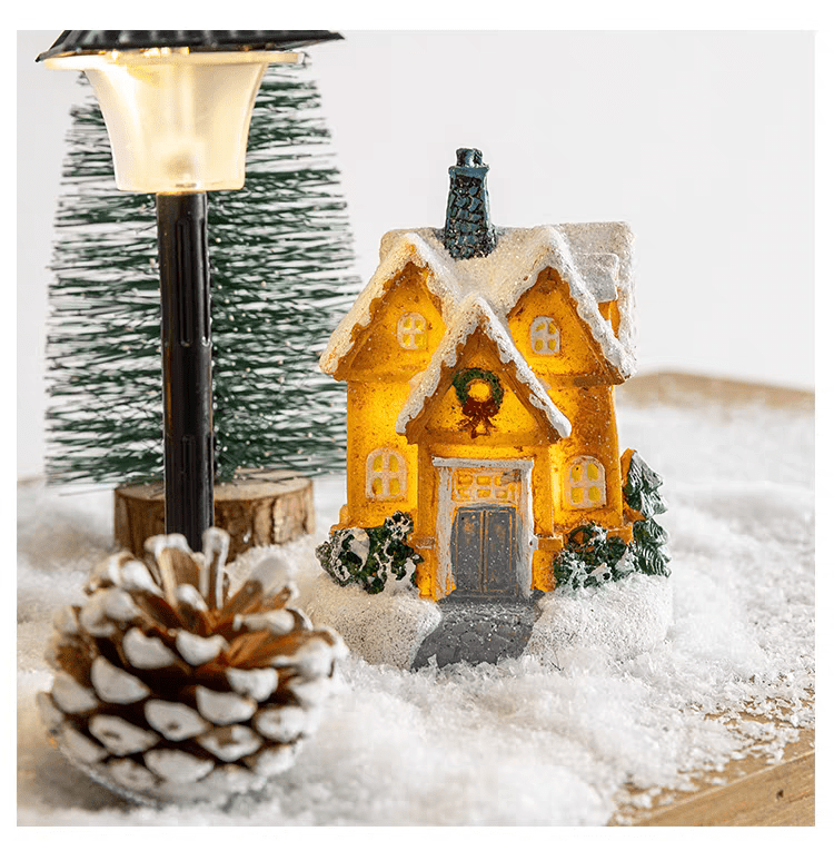 置物 ミニチュア ドールハウス ジオラマ 建築模型 クリスマス 新年 DIYキット LED照明付き 町 商店街 繁華街 路地 インテリア ディスプレイ 北欧 クリスマスグッズ - RabbPig