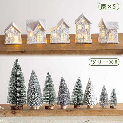 置物 ミニチュア ドールハウス ジオラマ 建築模型 クリスマス 新年 DIYキット LED照明付き 町 商店街 繁華街 路地 インテリア ディスプレイ 北欧 クリスマスグッズ - RabbPig