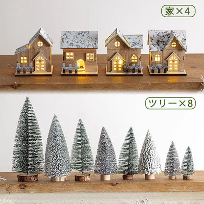 置物 ミニチュア ドールハウス ジオラマ 建築模型 クリスマス 新年 DIYキット LED照明付き 町 商店街 繁華街 路地 インテリア ディスプレイ 北欧 クリスマスグッズ - RabbPig