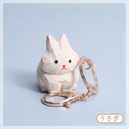 【2個でお得！組み合わせ自由】【名入れ木製キーホルダー ペア｜十二支】手作り キーホルダー 名入れ無料 可愛い 彼女/妻/友達への贈り物 誕生日プレゼント 癒し 干支 キーチェーン バッグチャーム 犬グッヅ 幸運 お守りストラップ - RabbPig