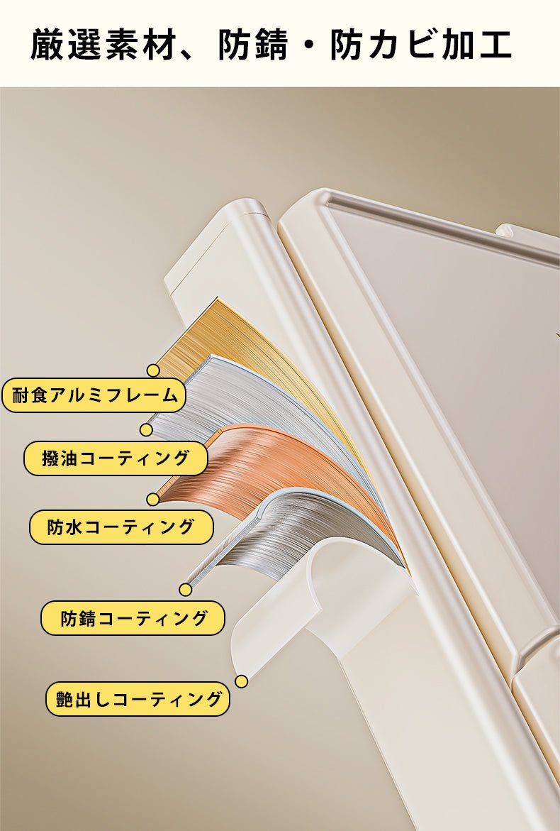 キッチンラック 2段/3段/4段 吸着式 壁付け 折り畳み式 壁を傷つけない 賃貸 食器ラック ウォールラック 収納棚 キッチン収納 キッチン 洗面所 バスルーム 移動可能 調味料ラック おしゃれ キッチンシェルフ キッチン整理用品 省スペース 穴あけ不要 取り付け簡単 - RabbPig