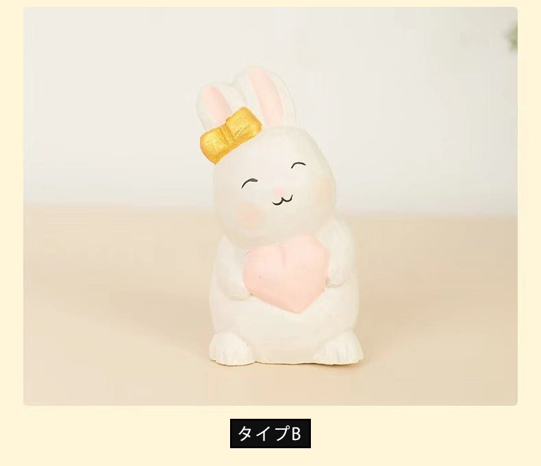 ミニチュア にこにこうさぎ 木製 可愛い 手作り 木彫り 置物 癒し 厄除け 開運 オブジェ 小さい 玄関 風水 引越し祝い 贈り物 プレゼント 幸運 木製雑貨 - RabbPig