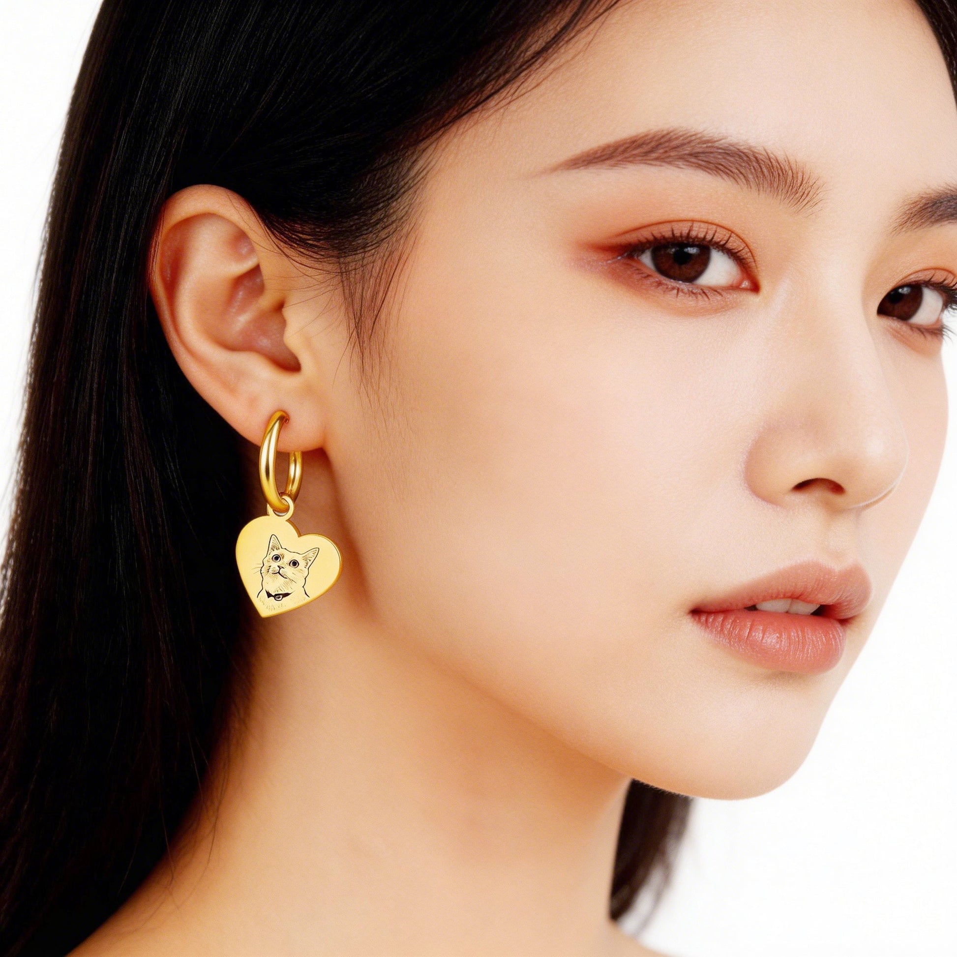 【写真刻印 名入れ】ピアス フープピアス ステンレス 金属アレルギー対応 写真 レディース ペンダント オーダーメイド オリジナル ペット プレゼント ギフト ペット供養 思い出 オーダー オリジナルグッズ メモリアルグッズ - RabbPig