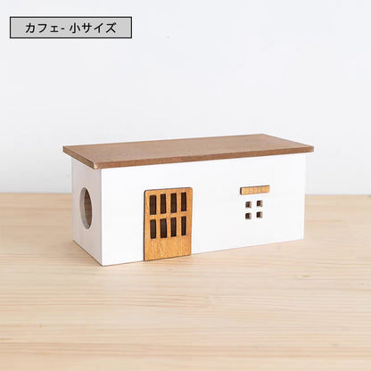 ケーブルボックス ケーブル収納 可愛い 小屋型 ケーブル収納 木製 コンパクト コードケース 配線収納 タップ収納 コードボックス タップボックス 配線カバー 配線 隠す コード 収納 コンセントボックス ケーブル 整理 リビング - RabbPig